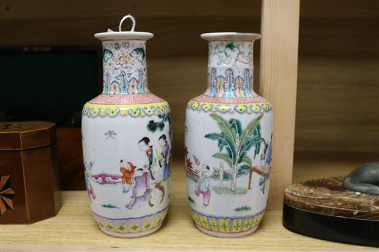 Two 19th century Chinese famille rose bottle vases 23cm high